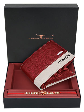 URBAN FOREST Samuel Custom Leather Wallet & Rakhi Gift Hamper for Brother