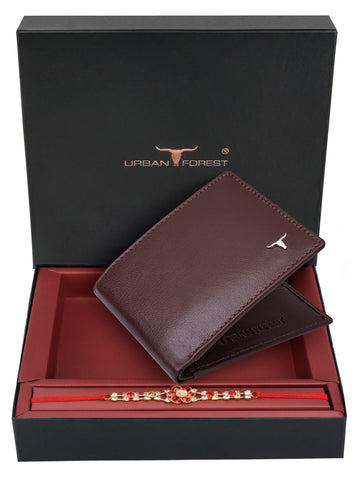 URBAN FOREST George Leather Wallet & Rakhi Gift Hamper for Brother