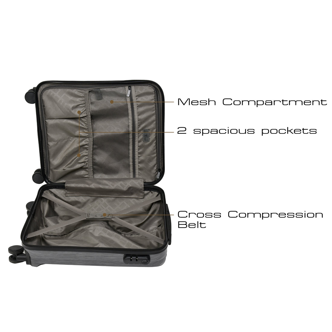 URBAN FOREST Orion Hard-Sided 55Cm Carry-On Trolley Luggage