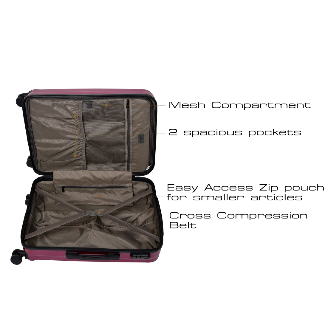 URBAN FOREST Orion Hard-Sided 67Cm Carry-On Trolley Luggage