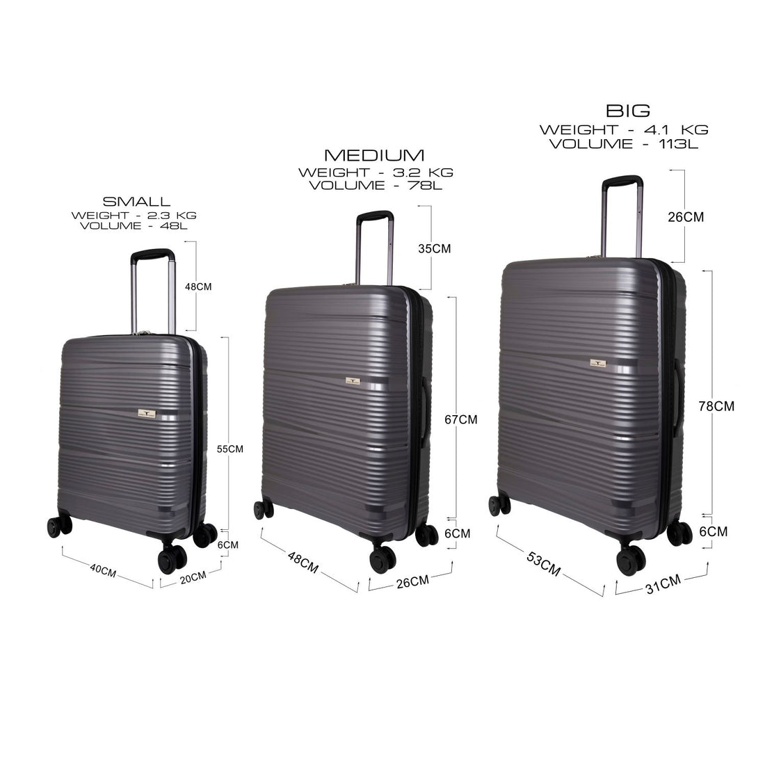 URBAN FOREST Phoenix Hard-sided 55Cm, 67Cm And 78Cm Carry-On Trolley Luggage Set