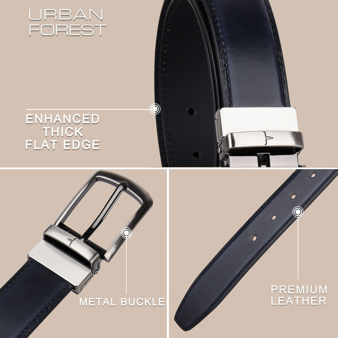 URBAN FOREST Aiden Formal Leather Belt for Men