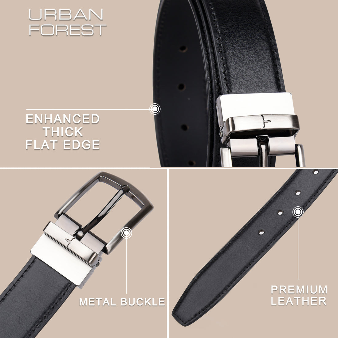 URBAN FOREST Grayson Formal Leather Belt for Men
