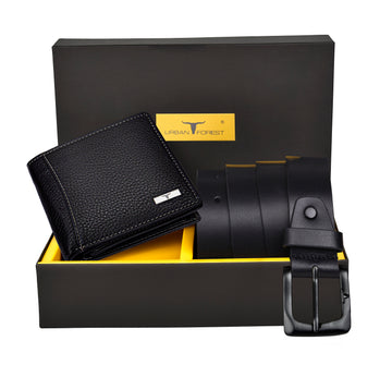 URBAN FOREST Brian Leather Wallet & Casual Belt Combo Gift Set for Men