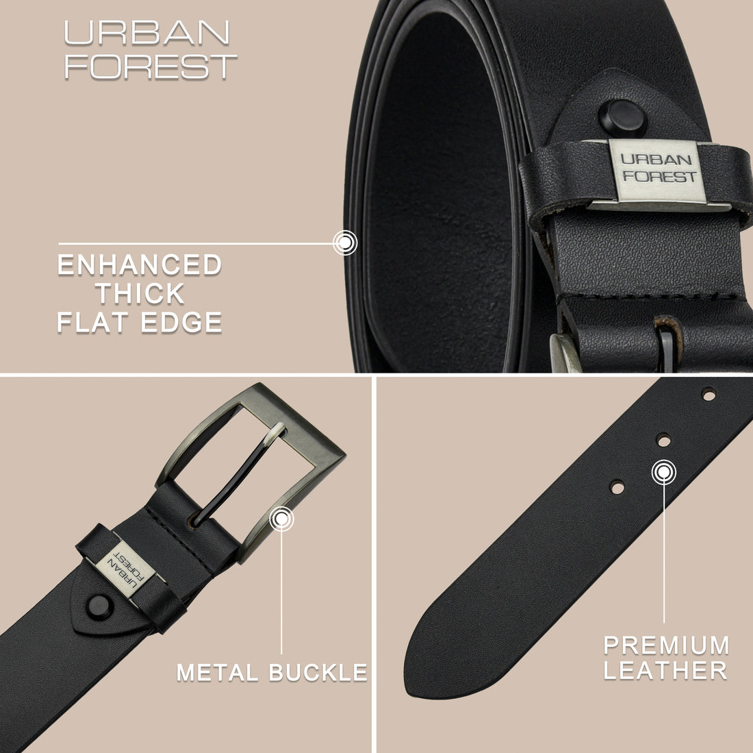 URBAN FOREST Eden Casual Leather Belt for Men