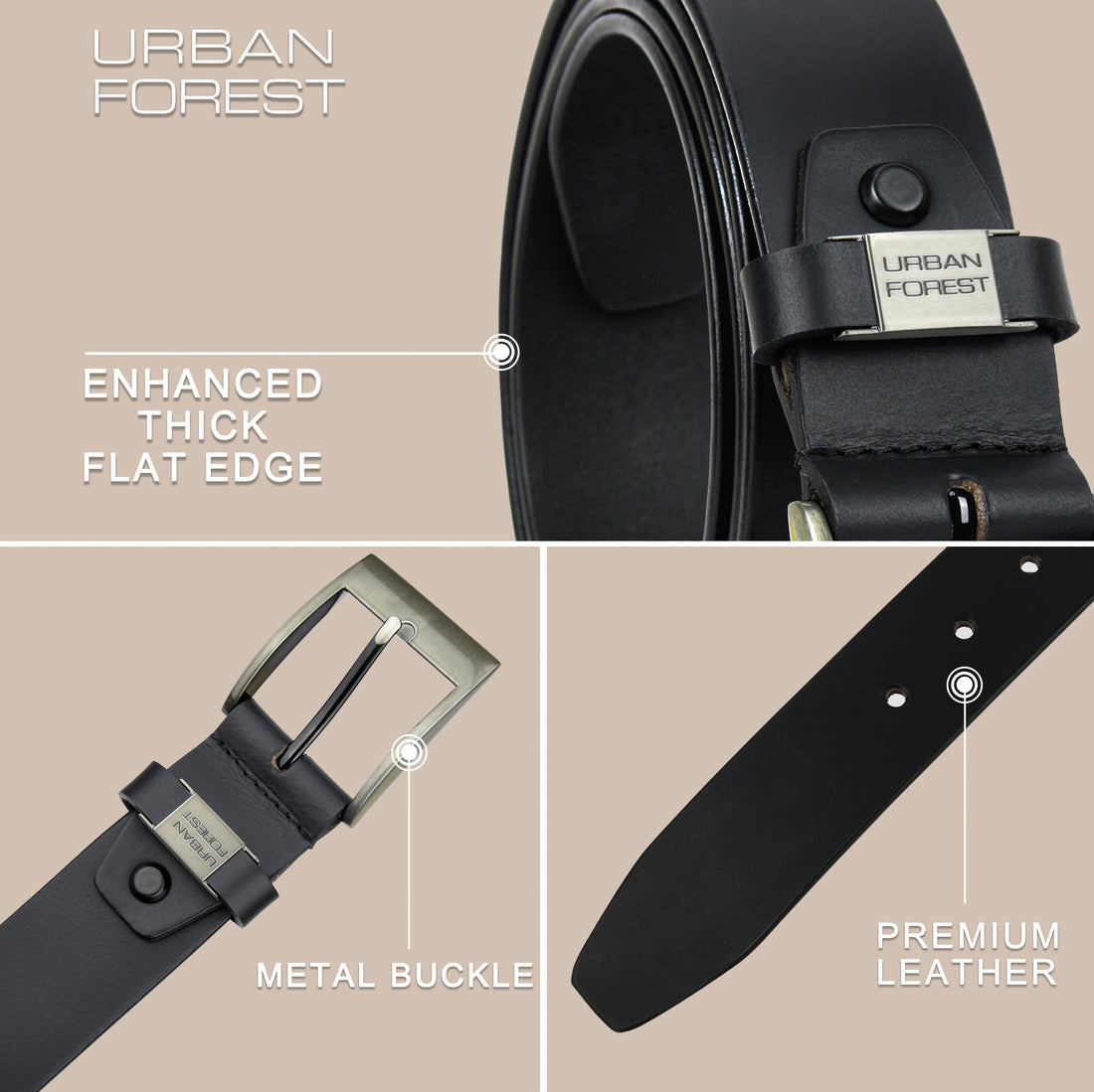 URBAN FOREST Owen Casual Leather Belt for Men