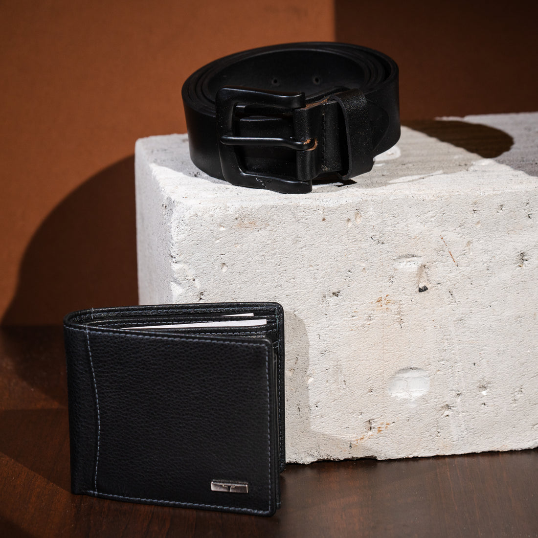 URBAN FOREST Brian Leather Wallet & Casual Belt Combo Gift Set for Men