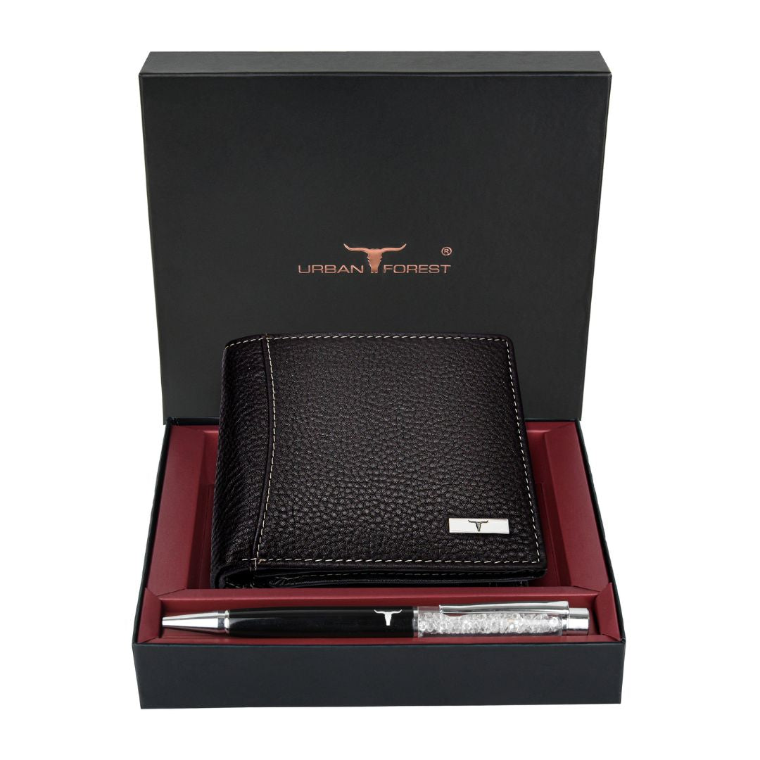 URBAN FOREST Ollin Leather Wallet & Diamond Pen Combo Gift Set for Men