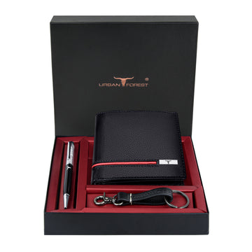 URBAN FOREST Shay Leather Wallet, Diamond Pen & Keychain Combo Gift Set for Men