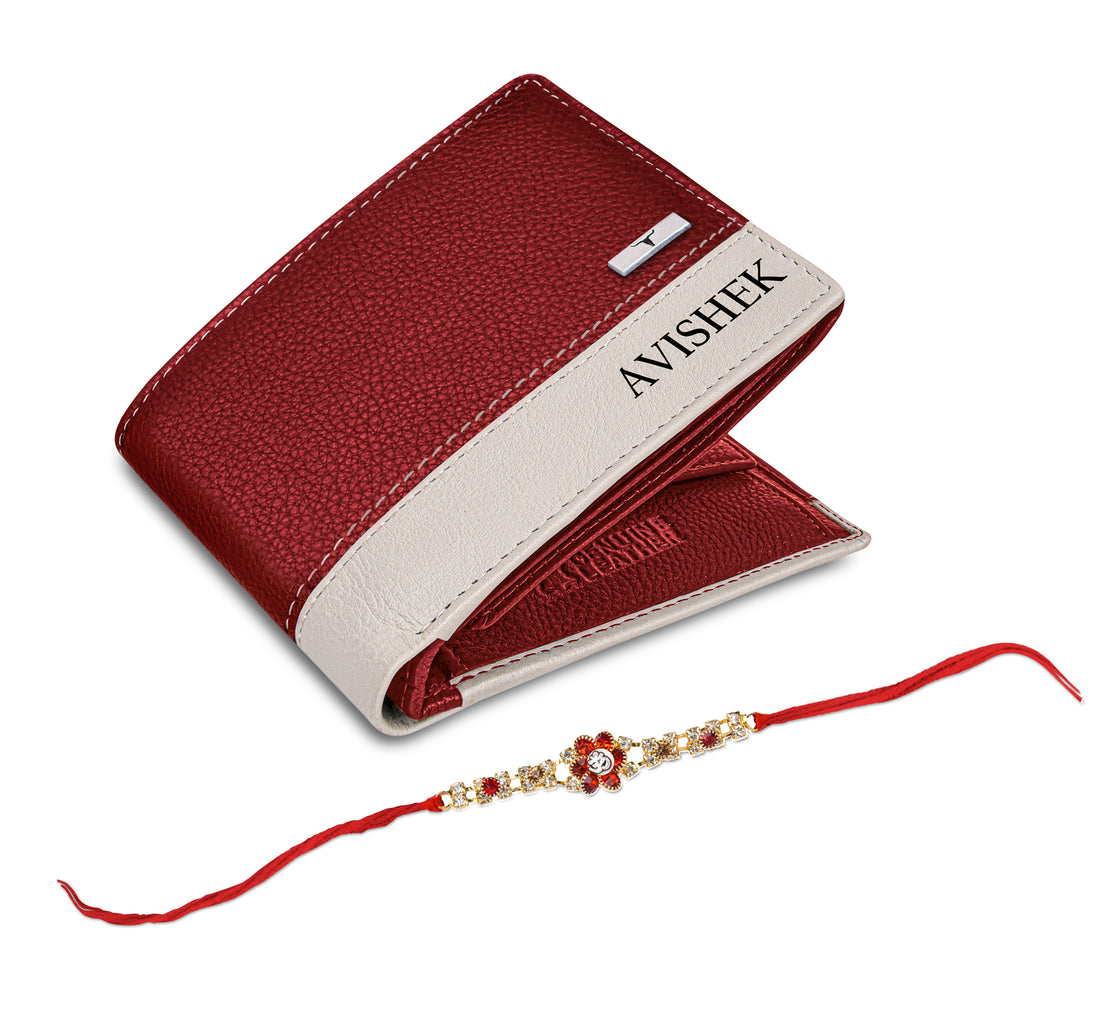 URBAN FOREST Samuel Custom Leather Wallet & Rakhi Gift Hamper for Brother