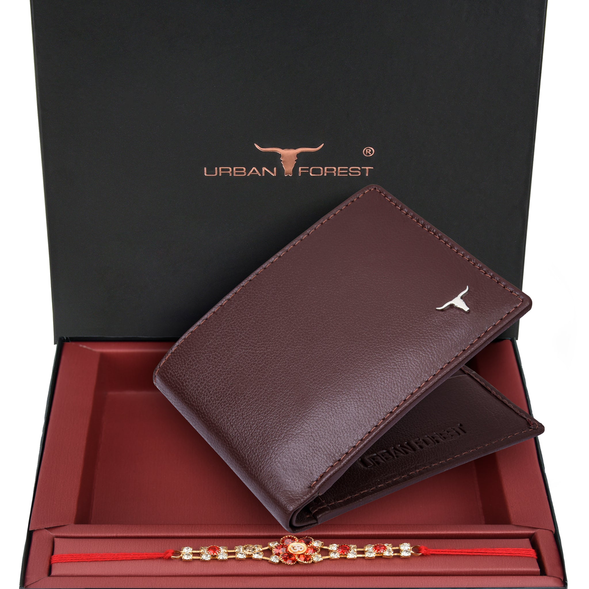 URBAN FOREST George Leather Wallet & Rakhi Gift Hamper for Brother