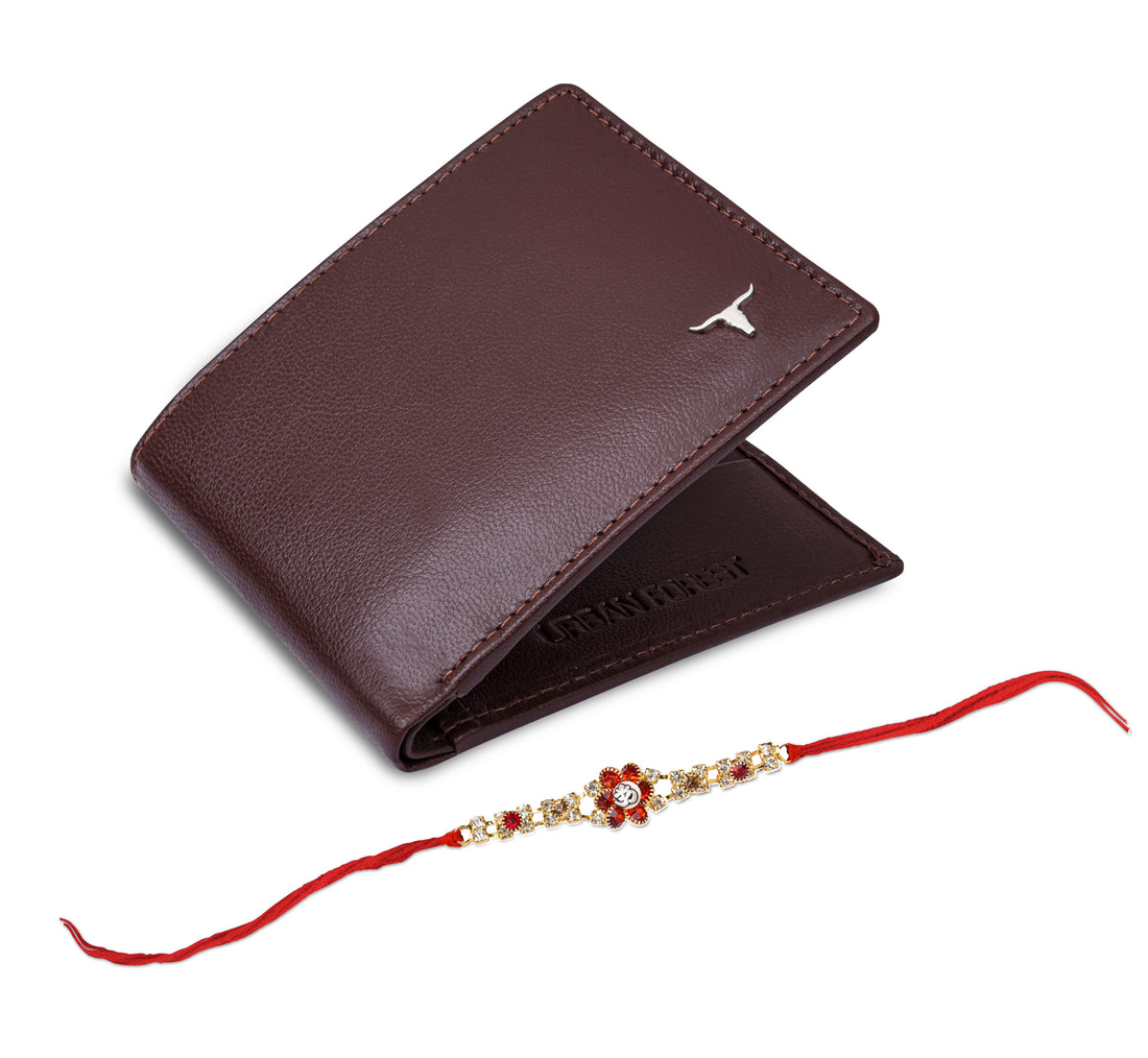 URBAN FOREST George Leather Wallet & Rakhi Gift Hamper for Brother
