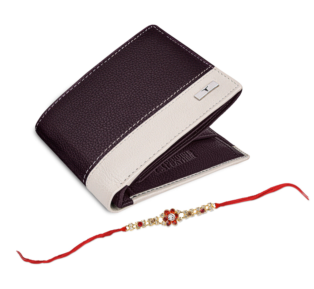 URBAN FOREST Seattle Leather Wallet & Rakhi Gift Hamper for Brother