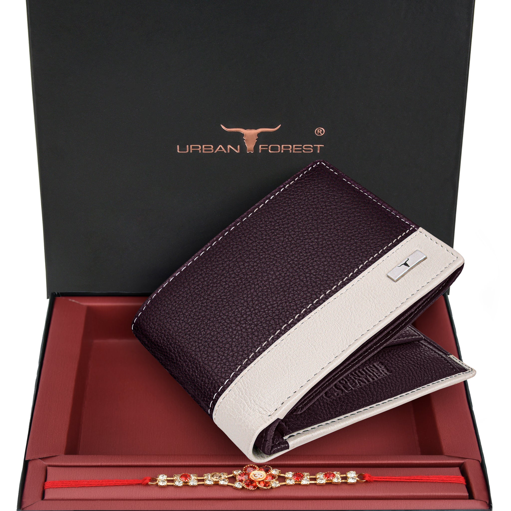 URBAN FOREST Seattle Leather Wallet & Rakhi Gift Hamper for Brother