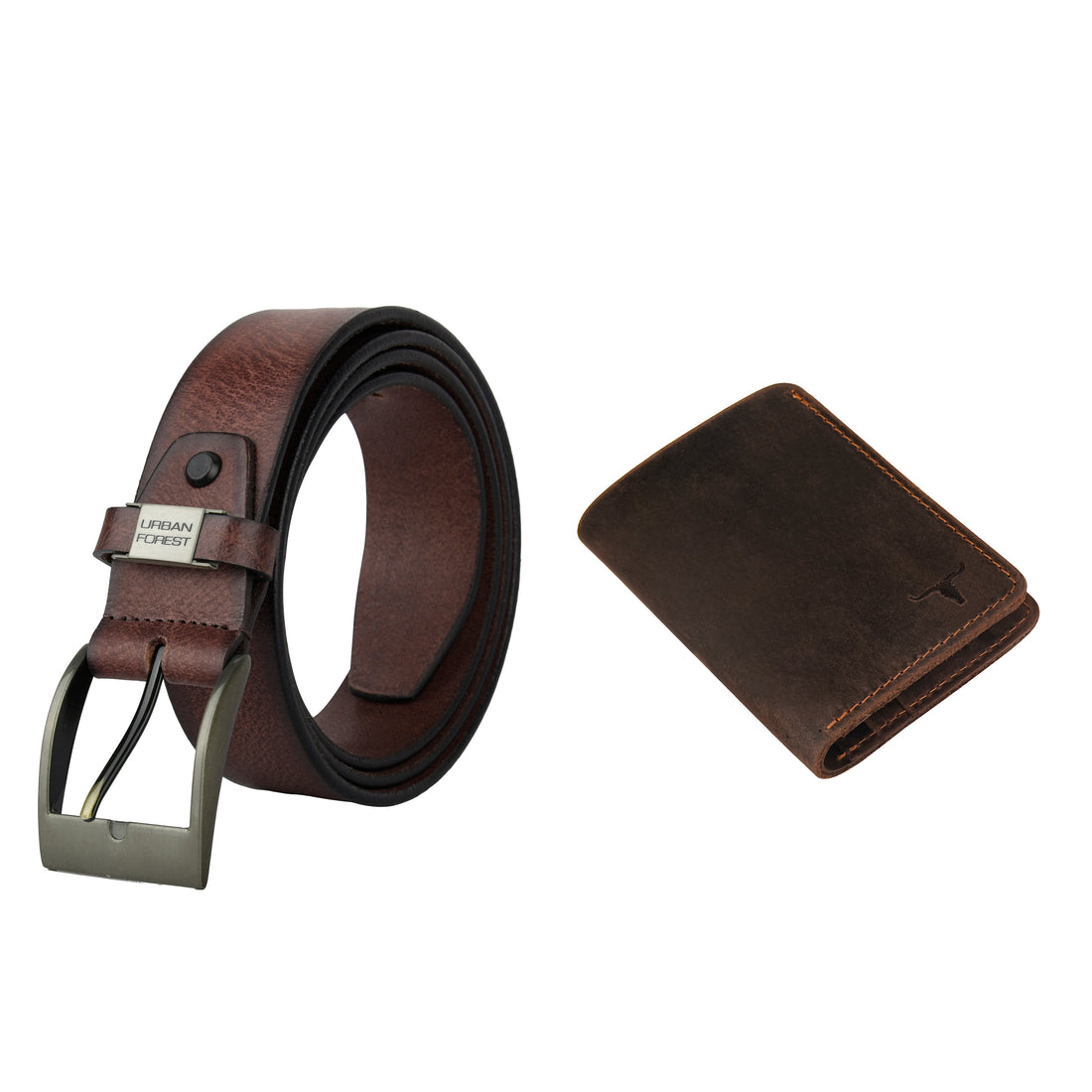 URBAN FOREST Joe Leather Wallet & Axel Leather Belt Combo Gift Set for Men