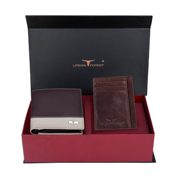 URBAN FOREST Seattle Leather Wallet & Card Holder Combo Gift Set for Men
