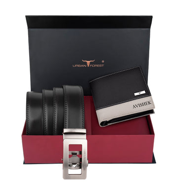 URBAN FOREST Samuel Leather Wallet & Rolf Leather Belt Combo Gift Set for Men