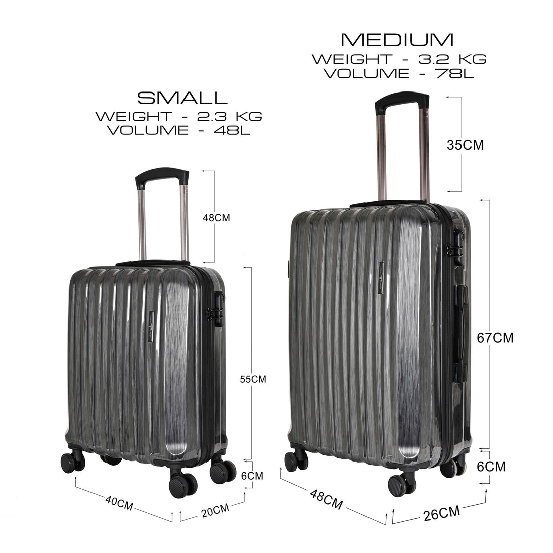 URBAN FOREST Orion Hard-sided 55Cm And 67Cm Carry-On Trolley Luggage Set