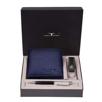 URBAN FOREST Sherlock Leather Wallet, Keyring & Pen Combo Gift Set for Men